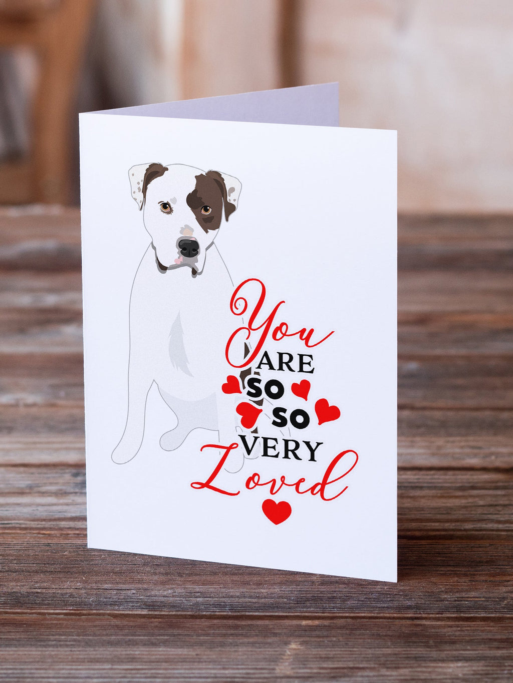Pit Bull White #2 so Loved Greeting Cards Pack of 8 Blank Cards with Envelopes Whimsical A7 Size 5x7