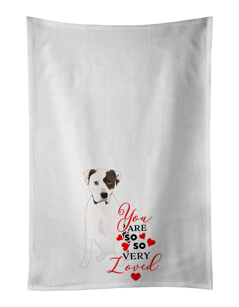 Pit Bull White #2 so Loved Kitchen Towel Set of 2 White Dish Towels Decorative Bathroom Hand towel for Hand, Face, Hair, Yoga, Tea, Dishcloth, 19 X 28", White
