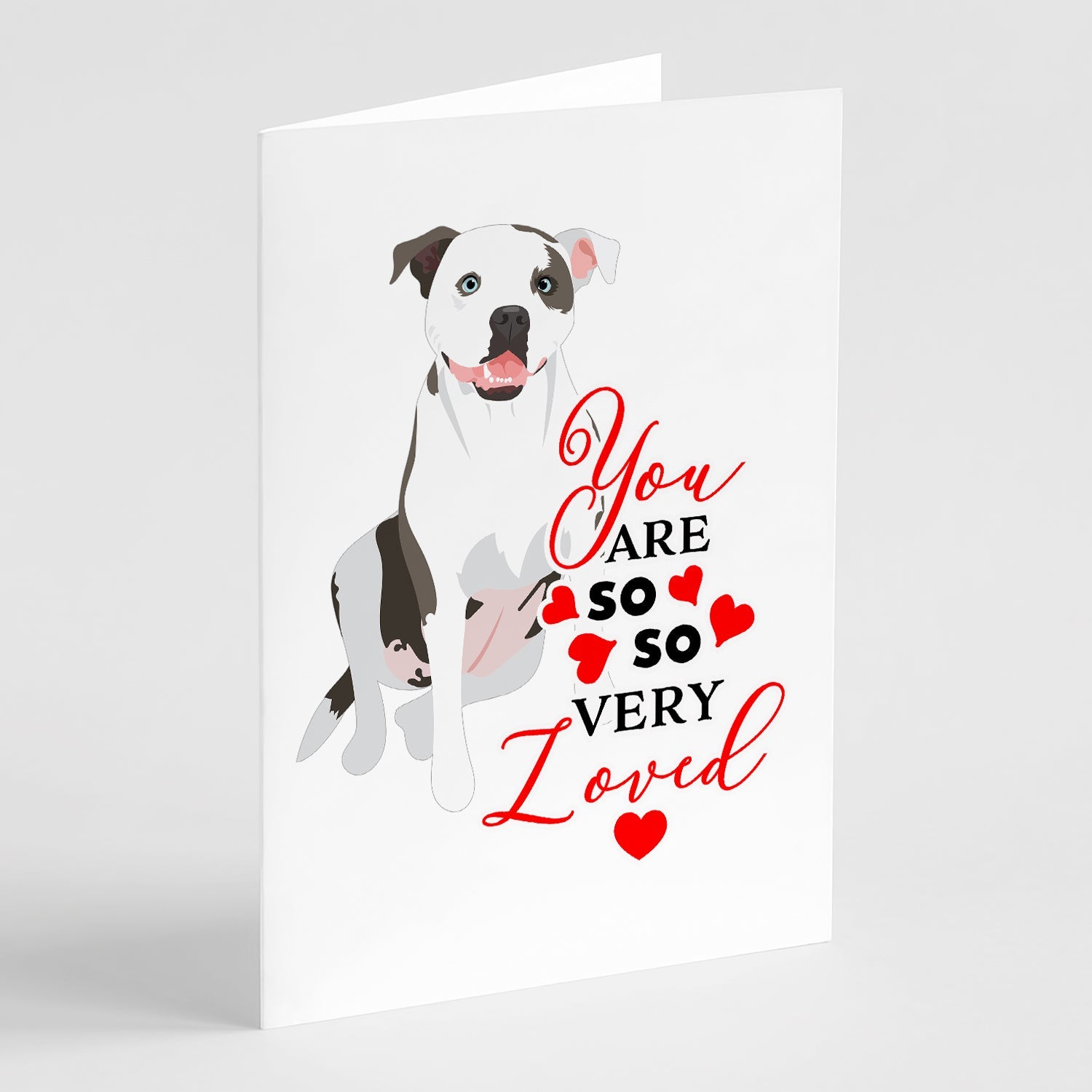 Pit Bull White #3 so Loved Greeting Cards Pack of 8 Blank Cards with Envelopes Whimsical A7 Size 5x7