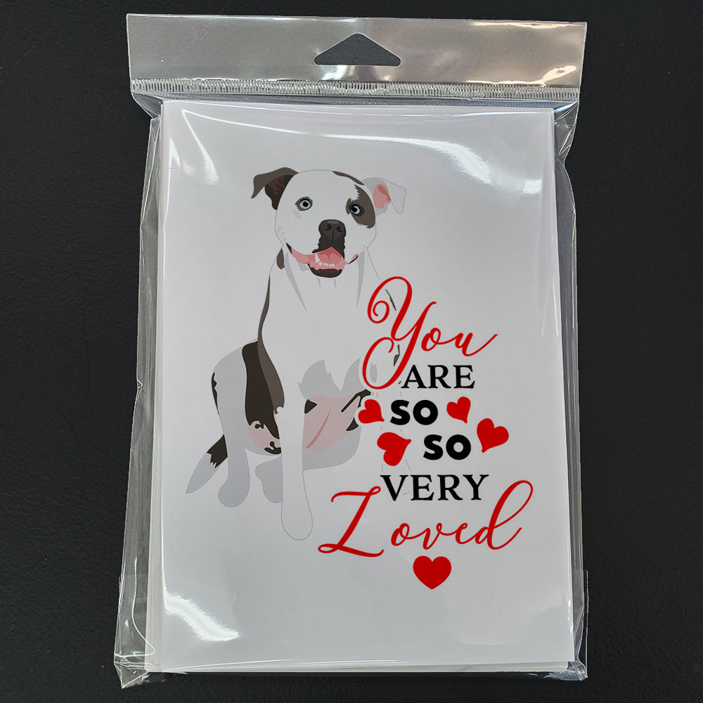 Pit Bull White #3 so Loved Greeting Cards Pack of 8 Blank Cards with Envelopes Whimsical A7 Size 5x7