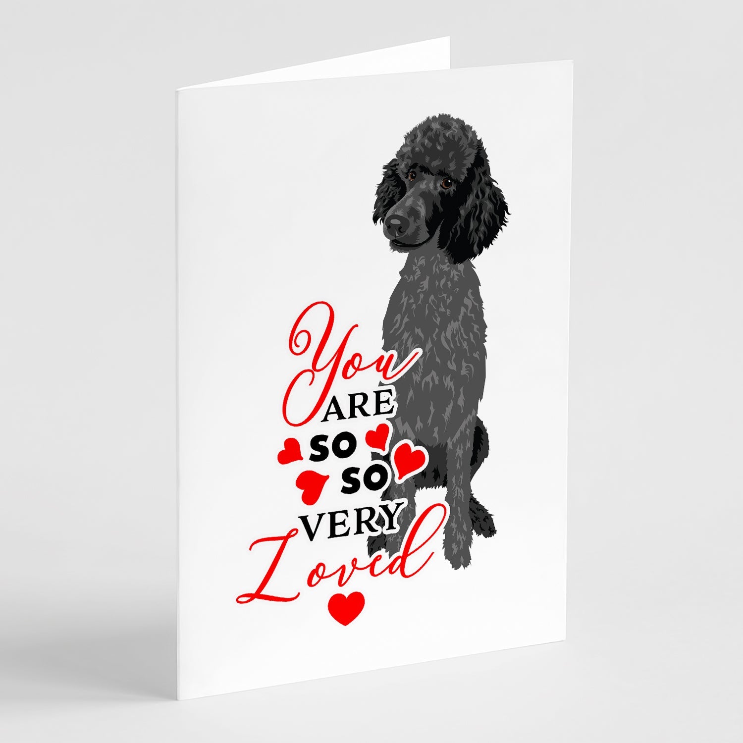 Poodle Standard Black so Loved Greeting Cards Pack of 8 Blank Cards with Envelopes Whimsical A7 Size 5x7