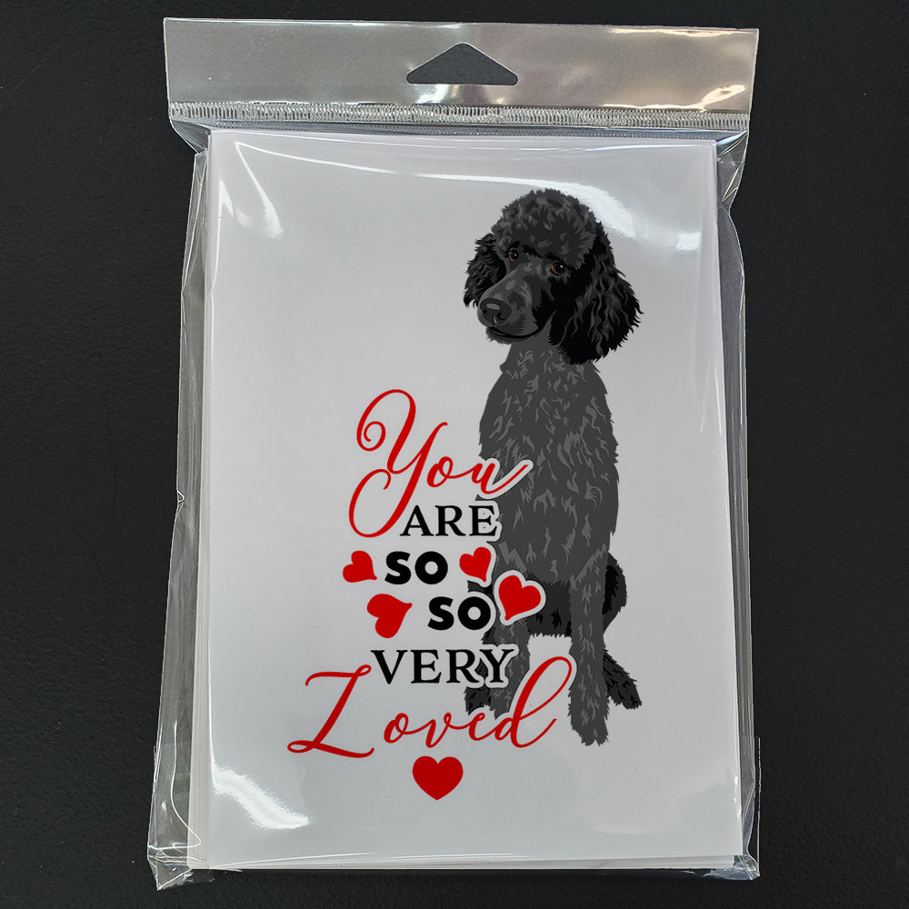 Poodle Standard Black so Loved Greeting Cards Pack of 8 Blank Cards with Envelopes Whimsical A7 Size 5x7