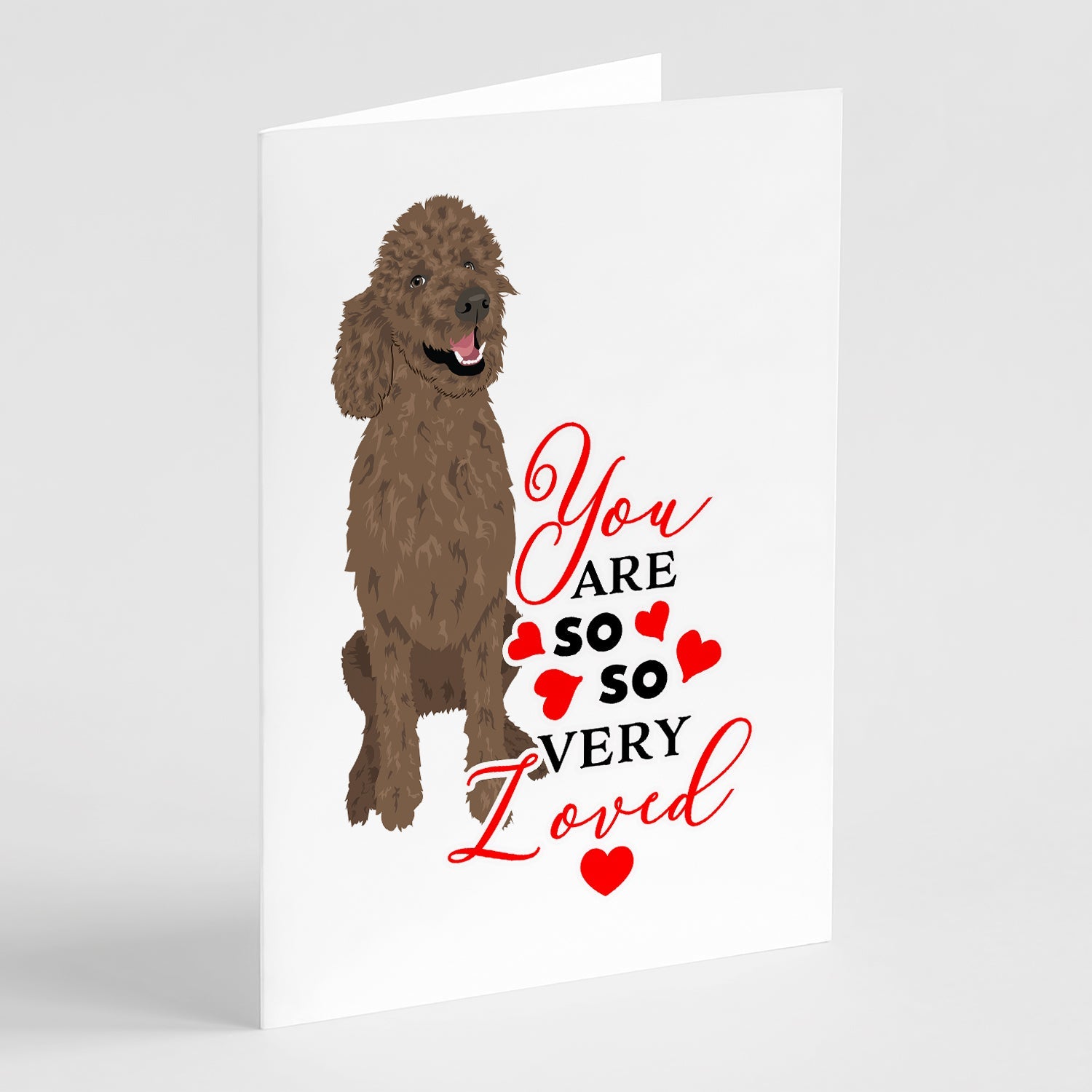 Poodle Standard Brown so Loved Greeting Cards Pack of 8 Blank Cards with Envelopes Whimsical A7 Size 5x7