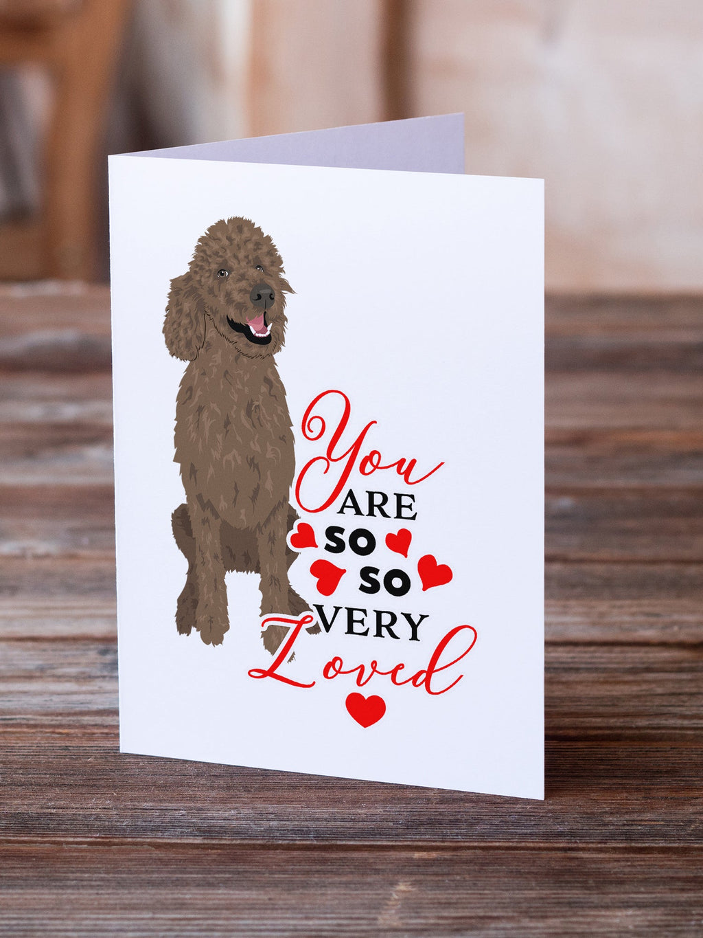 Poodle Standard Brown so Loved Greeting Cards Pack of 8 Blank Cards with Envelopes Whimsical A7 Size 5x7