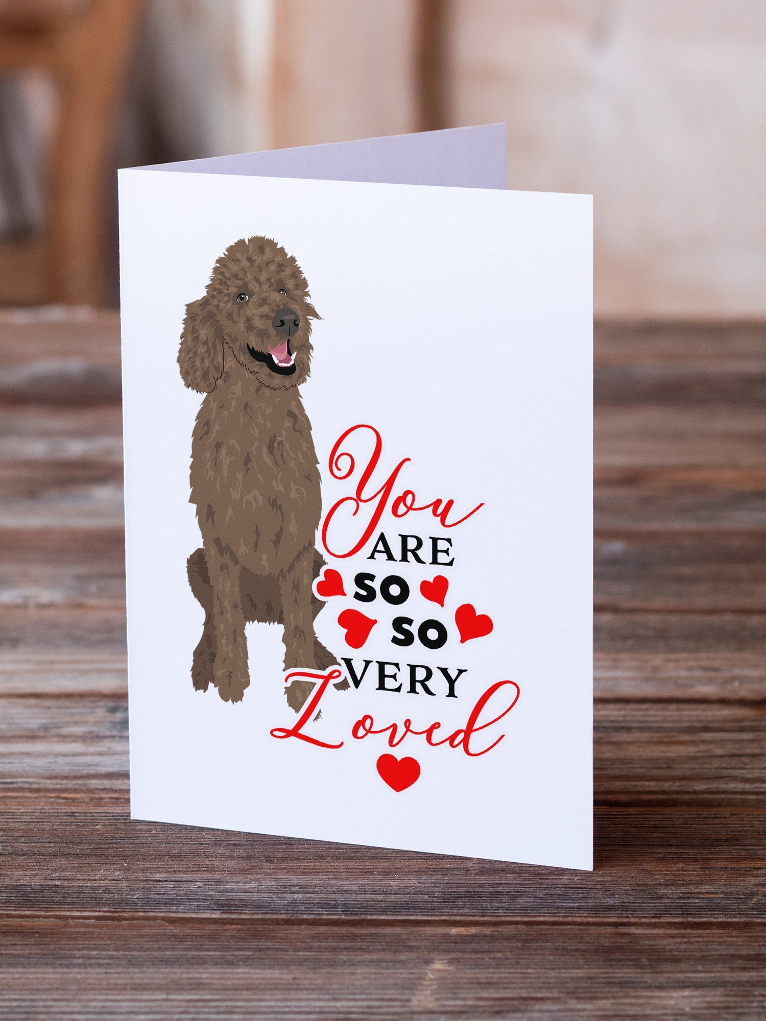 Poodle Standard Brown so Loved Greeting Cards Pack of 8 Blank Cards with Envelopes Whimsical A7 Size 5x7