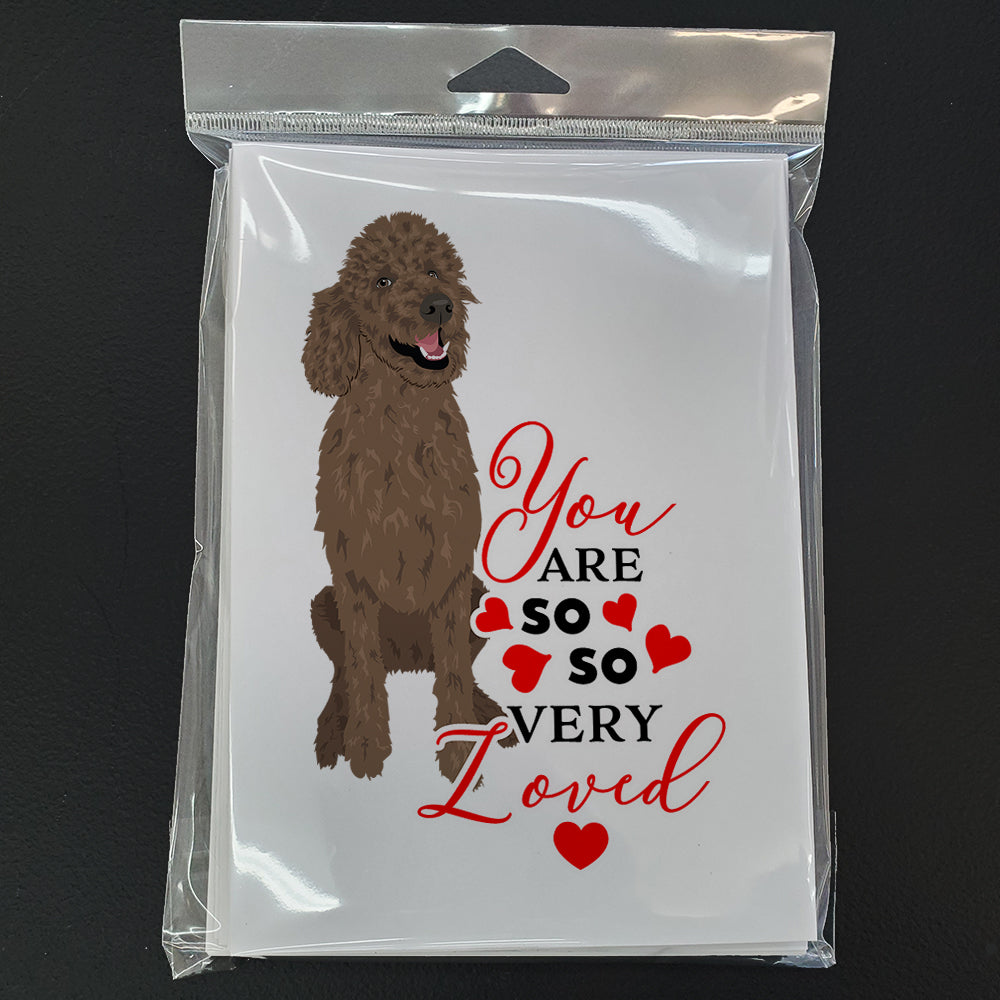 Poodle Standard Brown so Loved Greeting Cards Pack of 8 Blank Cards with Envelopes Whimsical A7 Size 5x7