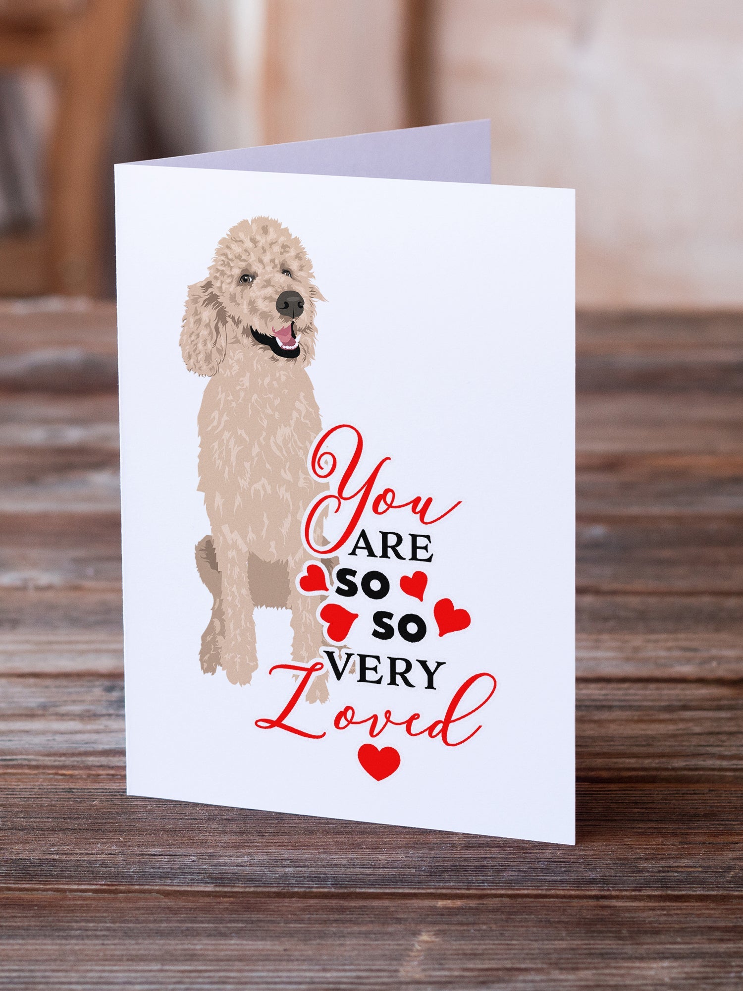 Poodle Standard Cafe Au Lait so Loved Greeting Cards Pack of 8 Blank Cards with Envelopes Whimsical A7 Size 5x7