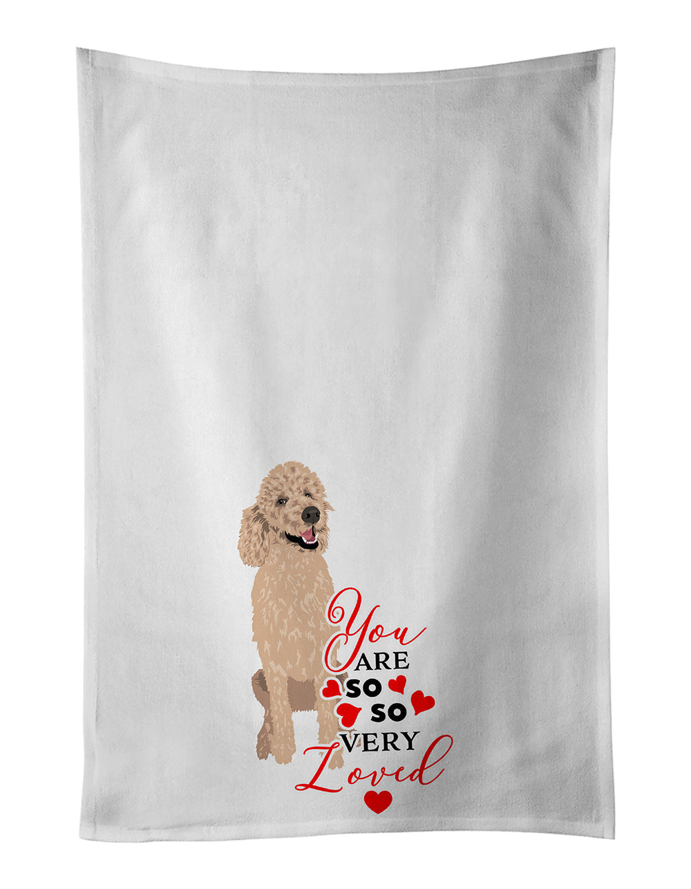Poodle Standard Cafe Au Lait so Loved Kitchen Towel Set of 2 White Dish Towels Decorative Bathroom Hand towel for Hand, Face, Hair, Yoga, Tea, Dishcloth, 19 X 28", White