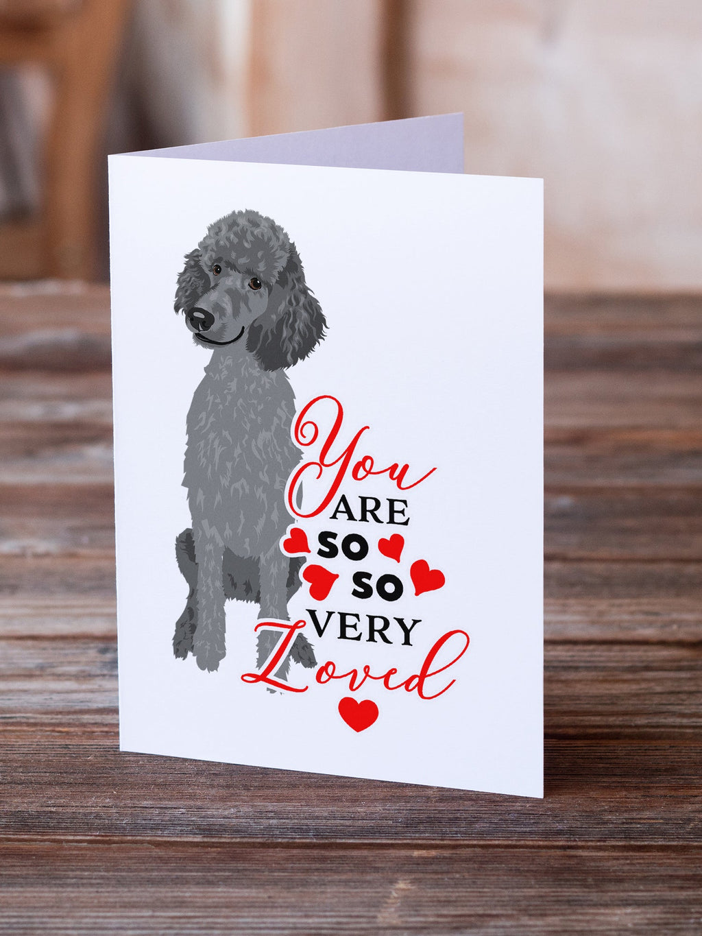 Poodle Standard Gray so Loved Greeting Cards Pack of 8 Blank Cards with Envelopes Whimsical A7 Size 5x7