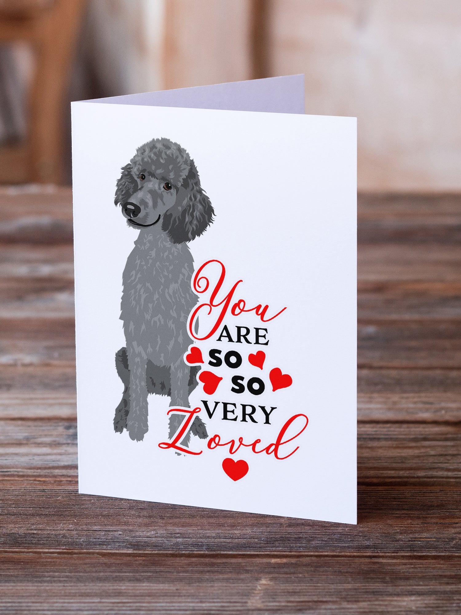 Poodle Standard Gray so Loved Greeting Cards Pack of 8 Blank Cards with Envelopes Whimsical A7 Size 5x7
