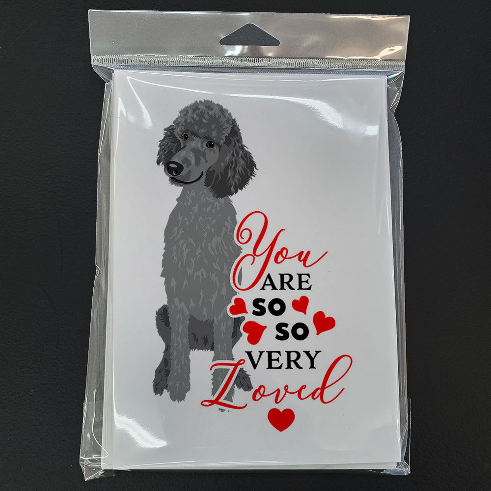 Poodle Standard Gray so Loved Greeting Cards Pack of 8 Blank Cards with Envelopes Whimsical A7 Size 5x7