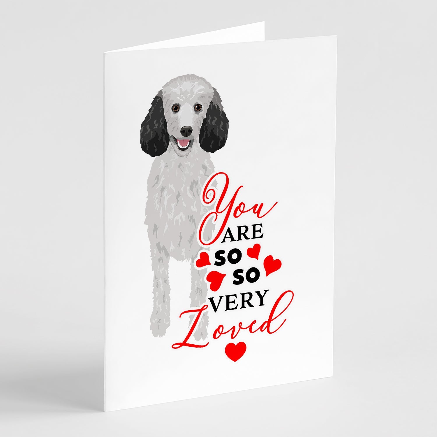 Poodle Standard Silver so Loved Greeting Cards Pack of 8 Blank Cards with Envelopes Whimsical A7 Size 5x7