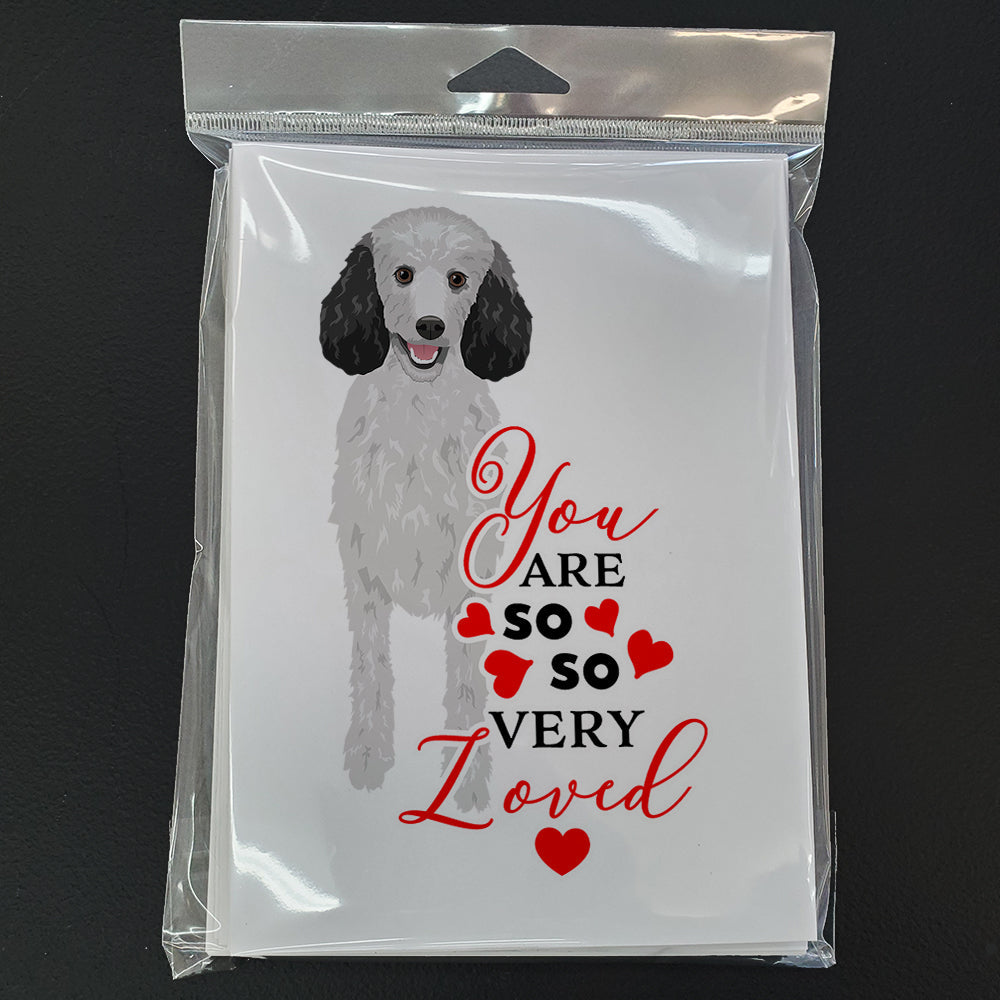 Poodle Standard Silver so Loved Greeting Cards Pack of 8 Blank Cards with Envelopes Whimsical A7 Size 5x7