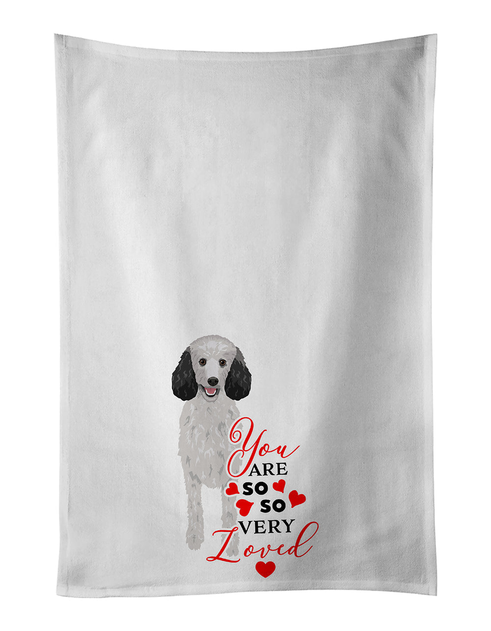 Poodle Standard Silver so Loved Kitchen Towel Set of 2 White Dish Towels Decorative Bathroom Hand towel for Hand, Face, Hair, Yoga, Tea, Dishcloth, 19 X 28", White