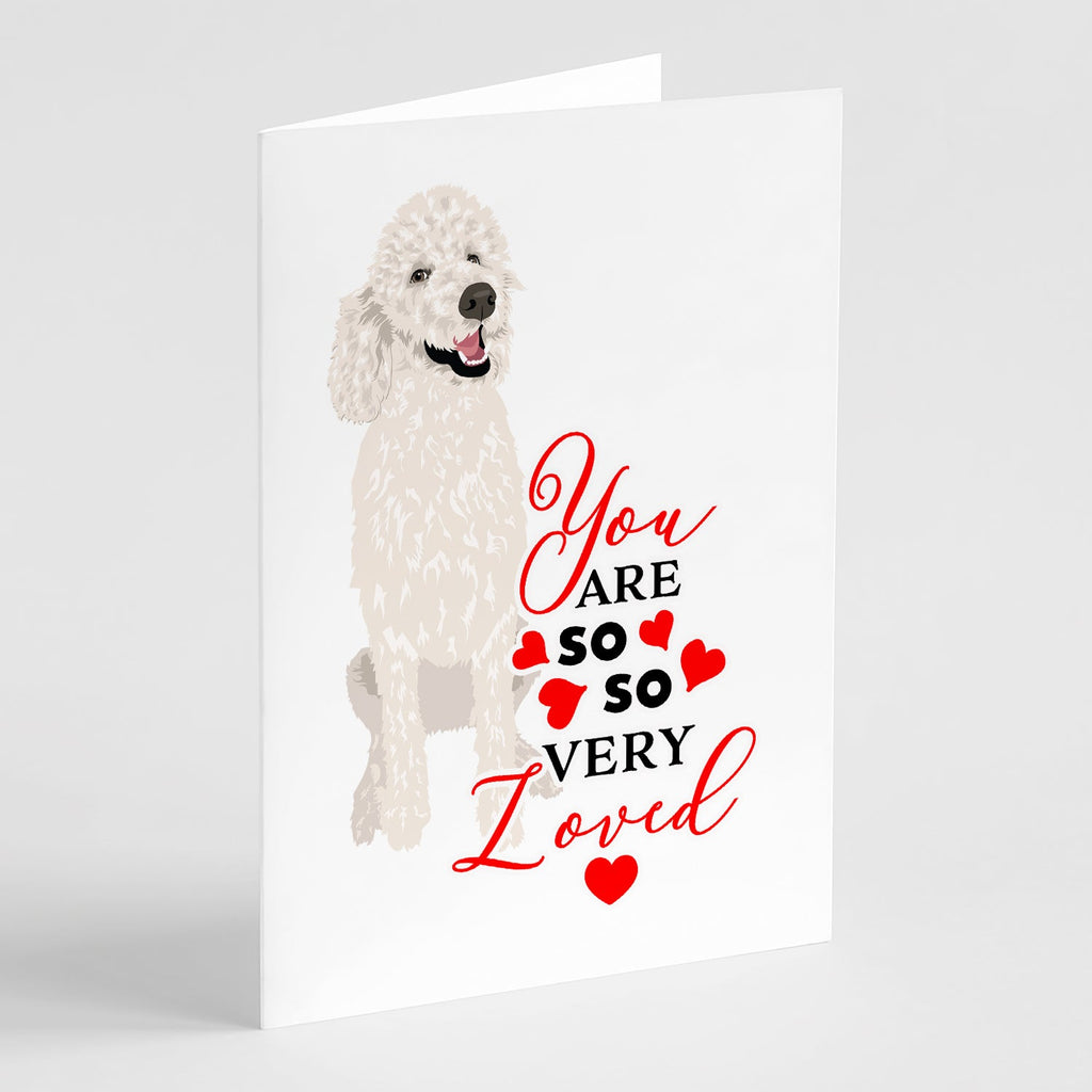 Poodle Standard White so Loved Greeting Cards Pack of 8 Blank Cards with Envelopes Whimsical A7 Size 5x7