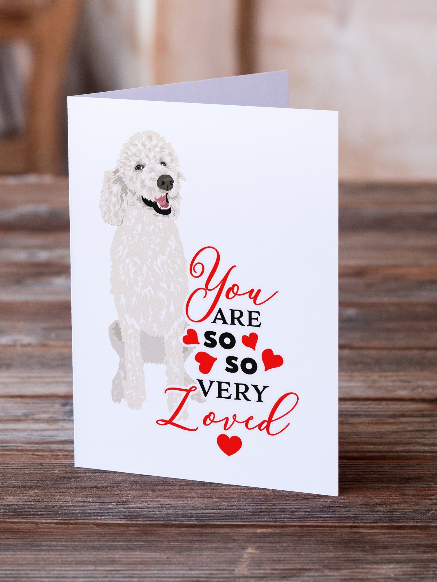 Poodle Standard White so Loved Greeting Cards Pack of 8 Blank Cards with Envelopes Whimsical A7 Size 5x7
