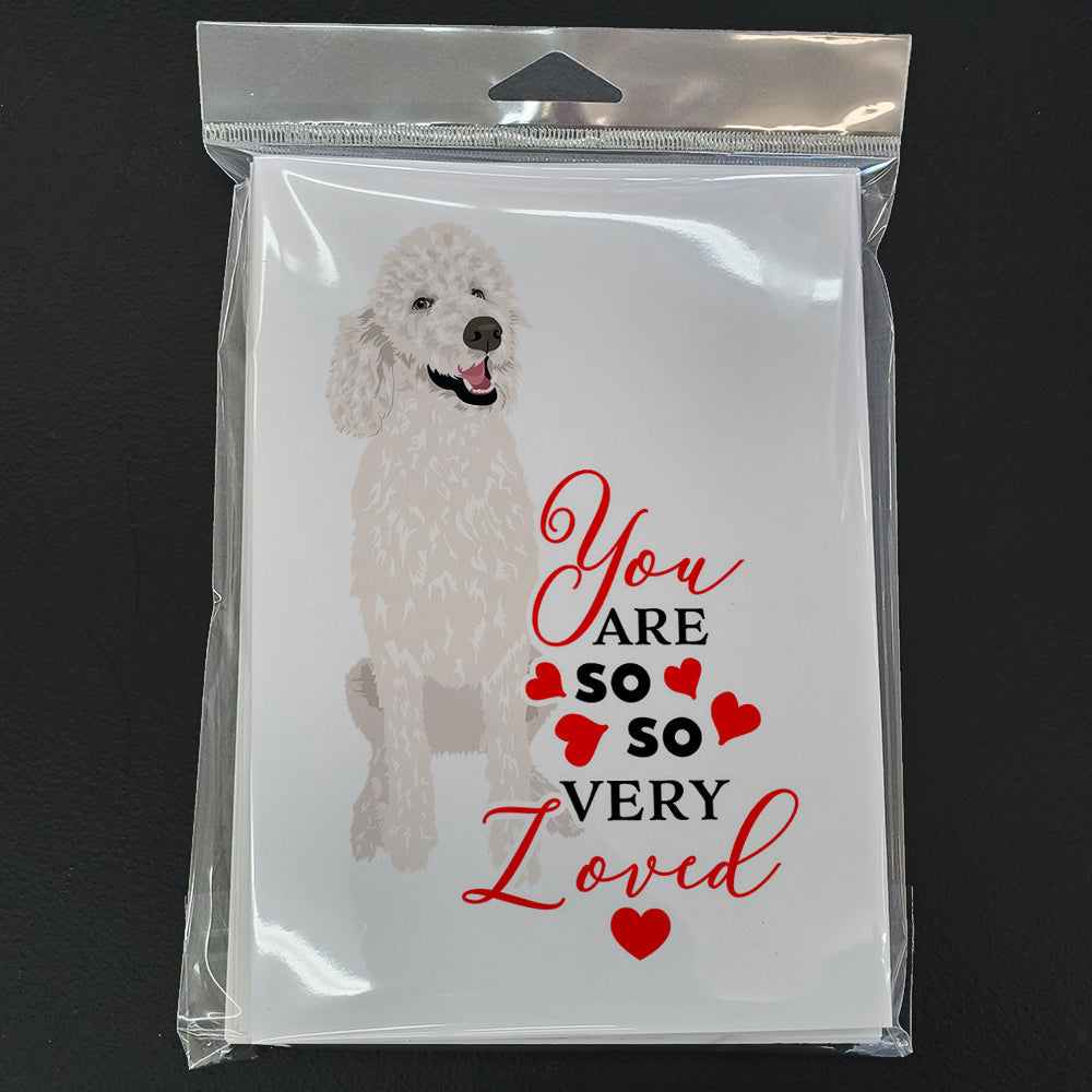 Poodle Standard White so Loved Greeting Cards Pack of 8 Blank Cards with Envelopes Whimsical A7 Size 5x7