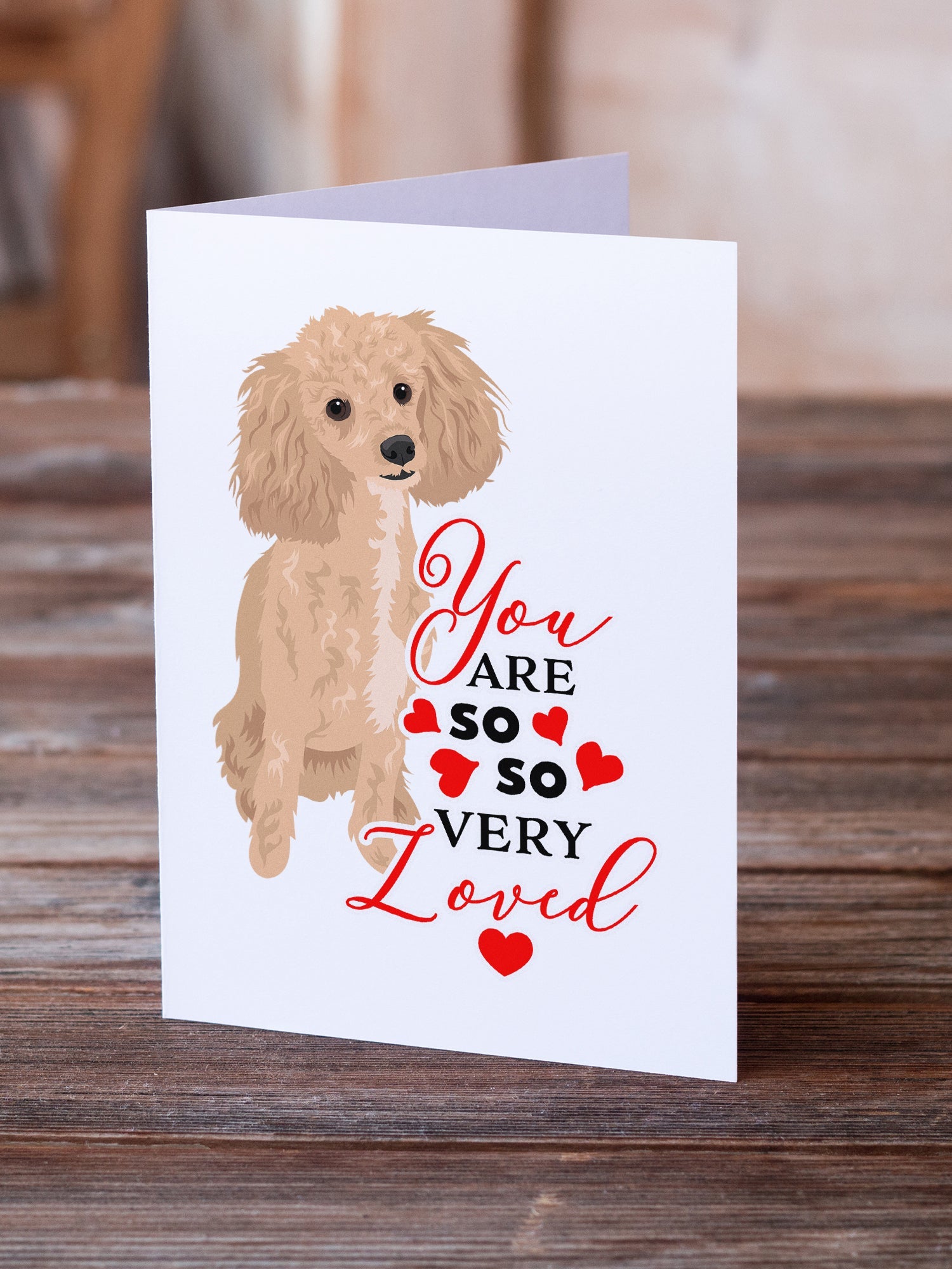 Poodle Toy Apricot #1 so Loved Greeting Cards Pack of 8 Blank Cards with Envelopes Whimsical A7 Size 5x7