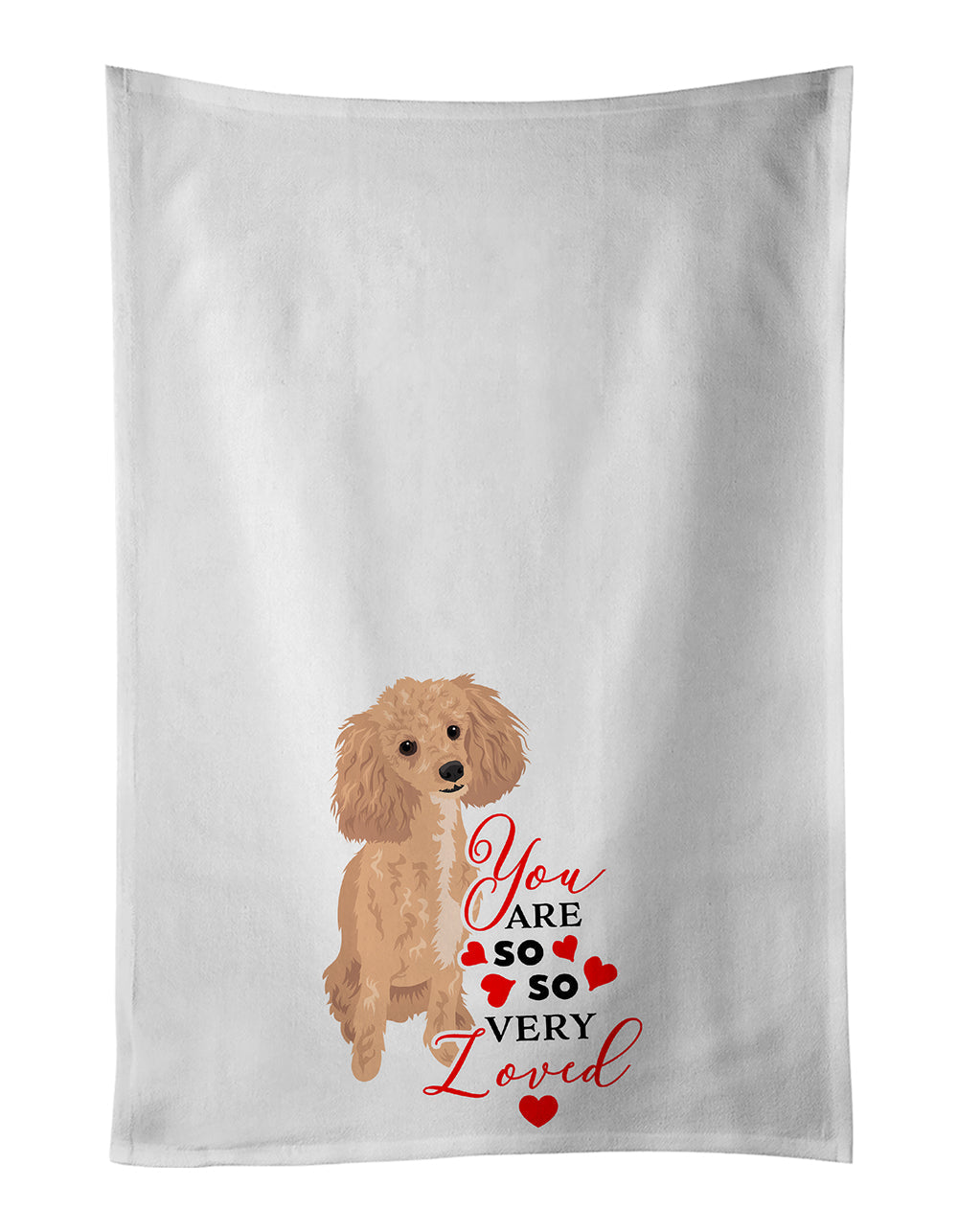 Poodle Toy Apricot #1 so Loved Kitchen Towel Set of 2 White Dish Towels Decorative Bathroom Hand towel for Hand, Face, Hair, Yoga, Tea, Dishcloth, 19 X 28", White