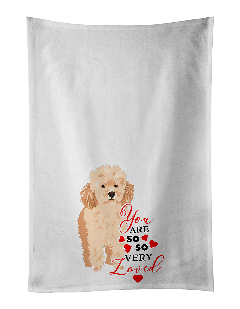 Poodle Toy Apricot #2 so Loved Kitchen Towel Set of 2 White Dish Towels Decorative Bathroom Hand towel for Hand, Face, Hair, Yoga, Tea, Dishcloth, 19 X 28", White