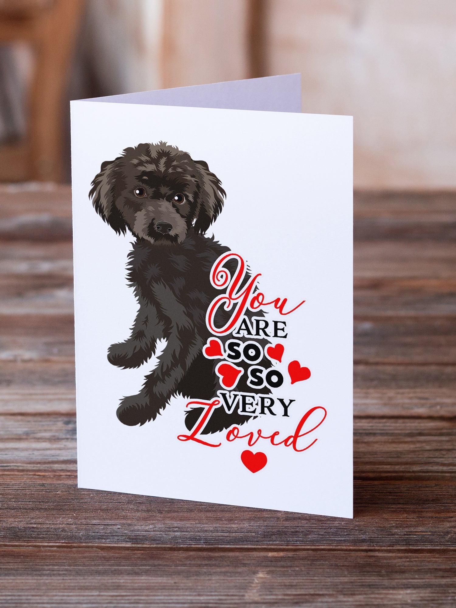 Poodle Toy Brown so Loved Greeting Cards Pack of 8 Blank Cards with Envelopes Whimsical A7 Size 5x7