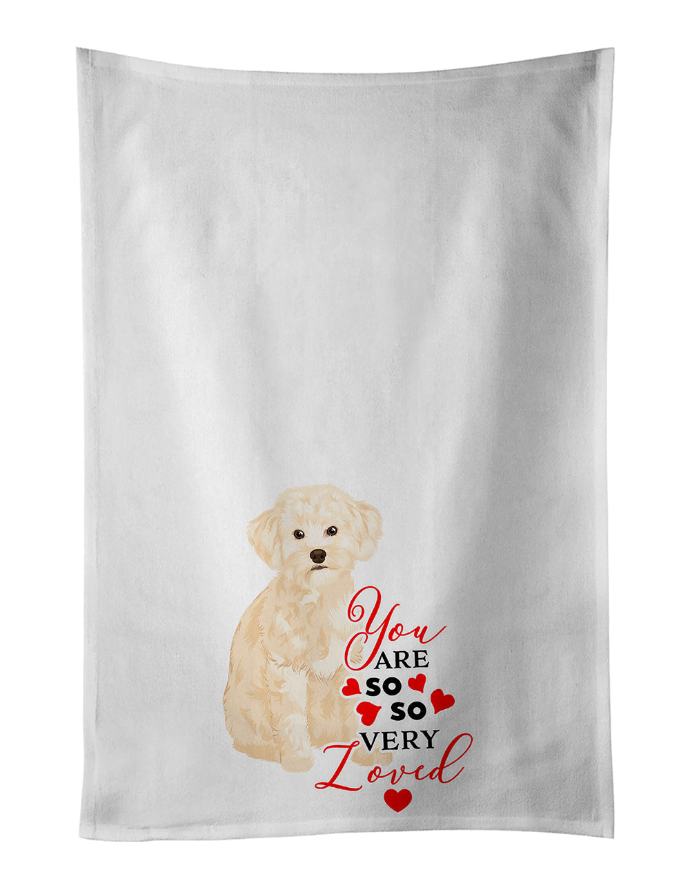 Poodle Toy Cream so Loved Kitchen Towel Set of 2 White Dish Towels Decorative Bathroom Hand towel for Hand, Face, Hair, Yoga, Tea, Dishcloth, 19 X 28", White