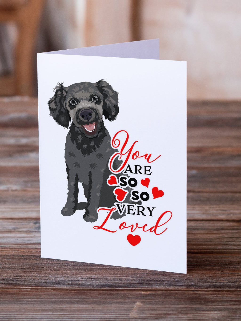 Poodle Toy Grey so Loved Greeting Cards Pack of 8 Blank Cards with Envelopes Whimsical A7 Size 5x7