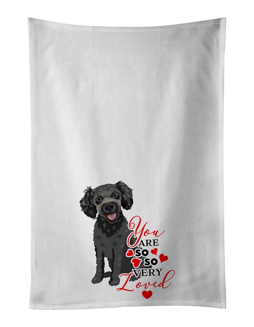 Poodle Toy Grey so Loved Kitchen Towel Set of 2 White Dish Towels Decorative Bathroom Hand towel for Hand, Face, Hair, Yoga, Tea, Dishcloth, 19 X 28", White