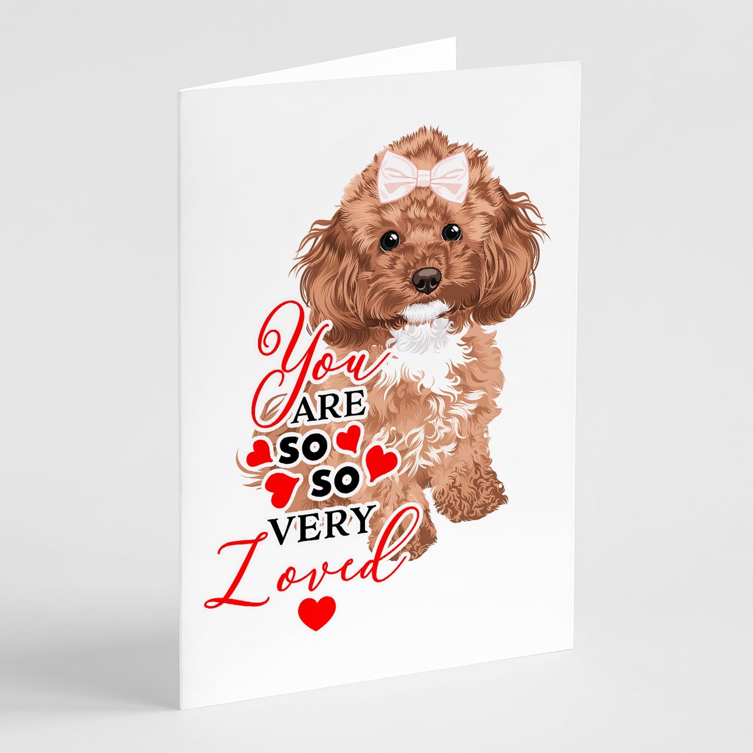 Poodle Toy Red so Loved Greeting Cards Pack of 8 Blank Cards with Envelopes Whimsical A7 Size 5x7