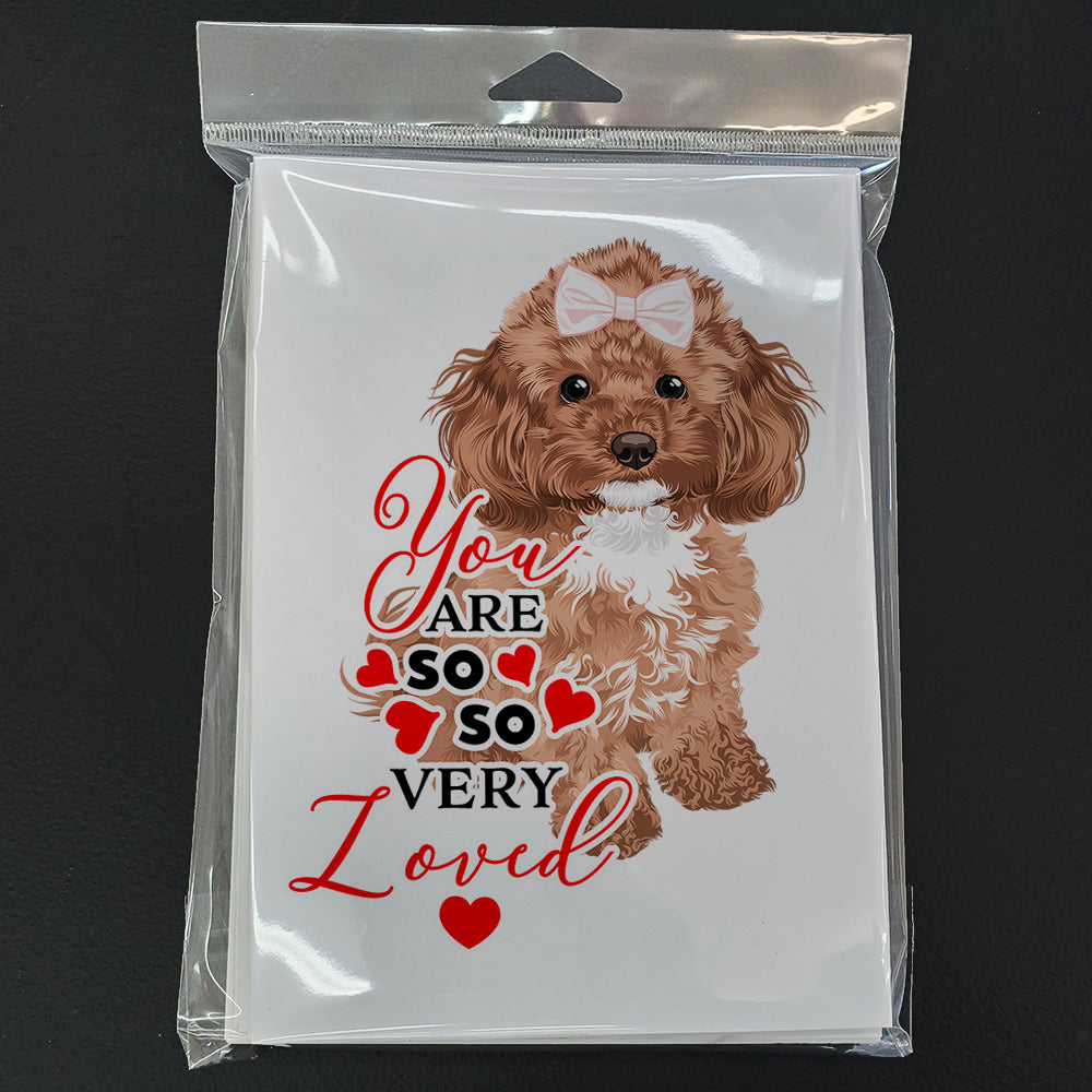 Poodle Toy Red so Loved Greeting Cards Pack of 8 Blank Cards with Envelopes Whimsical A7 Size 5x7