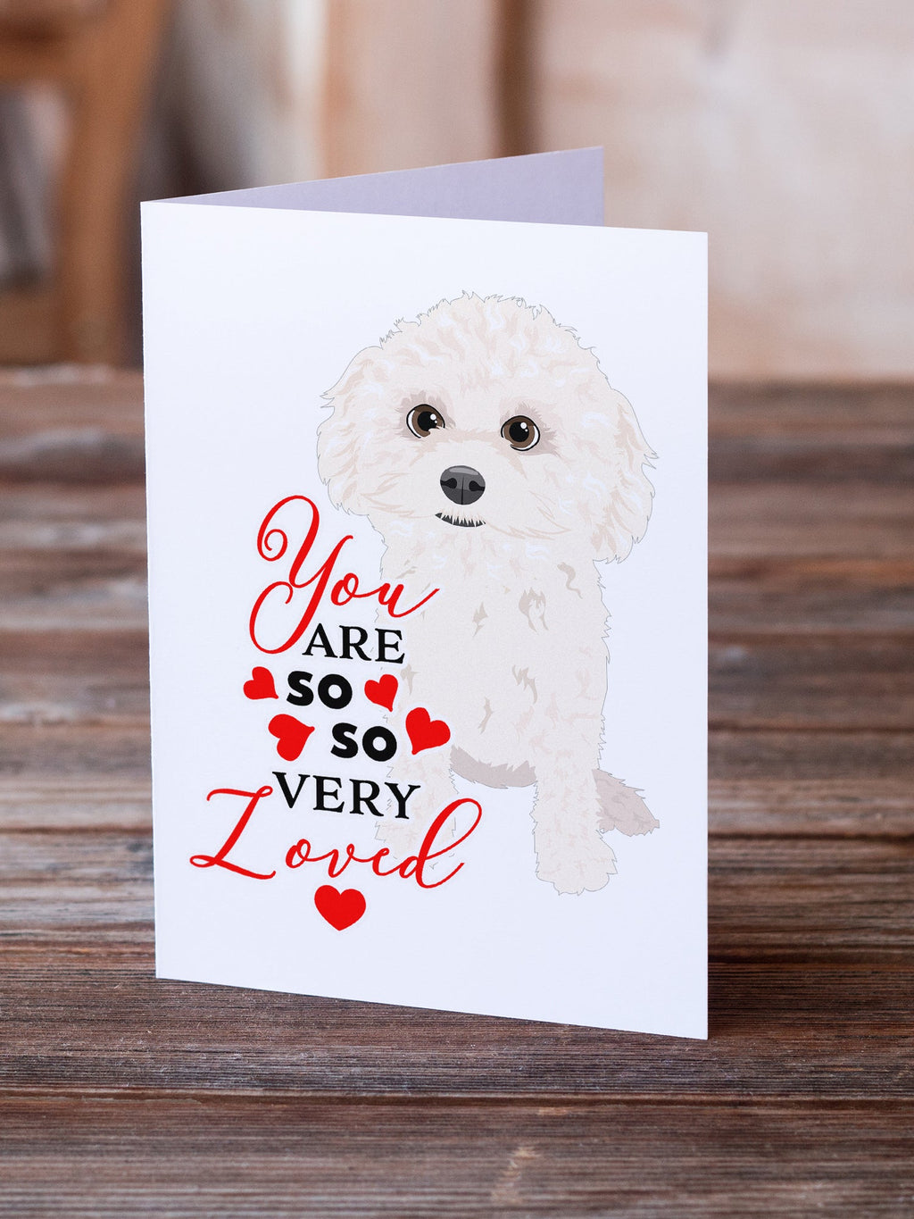 Poodle Toy White so Loved Greeting Cards Pack of 8 Blank Cards with Envelopes Whimsical A7 Size 5x7