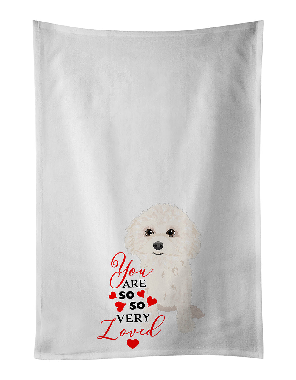 Poodle Toy White so Loved Kitchen Towel Set of 2 White Dish Towels Decorative Bathroom Hand towel for Hand, Face, Hair, Yoga, Tea, Dishcloth, 19 X 28", White