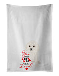 Poodle Toy White so Loved Kitchen Towel Set of 2 White Dish Towels Decorative Bathroom Hand towel for Hand, Face, Hair, Yoga, Tea, Dishcloth, 19 X 28", White
