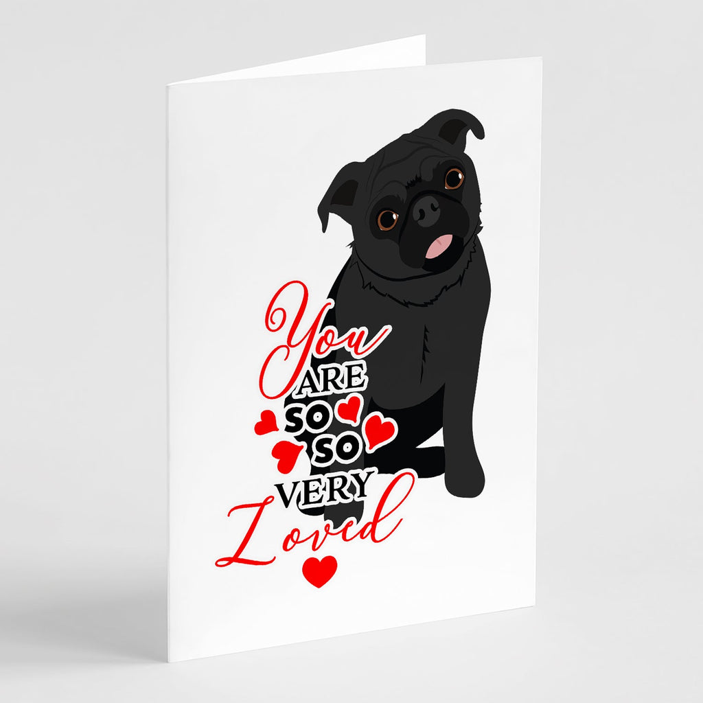 Pug Black #1 so Loved Greeting Cards Pack of 8 Blank Cards with Envelopes Whimsical A7 Size 5x7