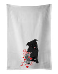 Pug Black #1 so Loved Kitchen Towel Set of 2 White Dish Towels Decorative Bathroom Hand towel for Hand, Face, Hair, Yoga, Tea, Dishcloth, 19 X 28", White