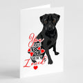 Pug Black #2 so Loved Greeting Cards Pack of 8 Blank Cards with Envelopes Whimsical A7 Size 5x7