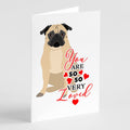Pug Fawn #1 so Loved Greeting Cards Pack of 8 Blank Cards with Envelopes Whimsical A7 Size 5x7