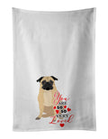 Pug Fawn #1 so Loved Kitchen Towel Set of 2 White Dish Towels Decorative Bathroom Hand towel for Hand, Face, Hair, Yoga, Tea, Dishcloth, 19 X 28", White