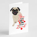Pug Fawn #2 so Loved Greeting Cards Pack of 8 Blank Cards with Envelopes Whimsical A7 Size 5x7