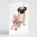 Pug Fawn #3 so Loved Greeting Cards Pack of 8 Blank Cards with Envelopes Whimsical A7 Size 5x7