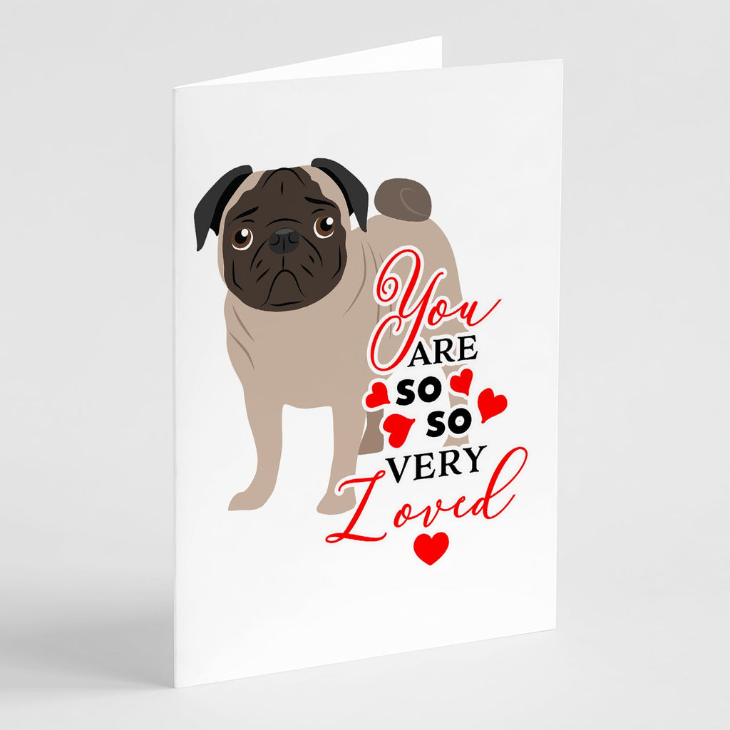 Pug Fawn #4 so Loved Greeting Cards Pack of 8 Blank Cards with Envelopes Whimsical A7 Size 5x7
