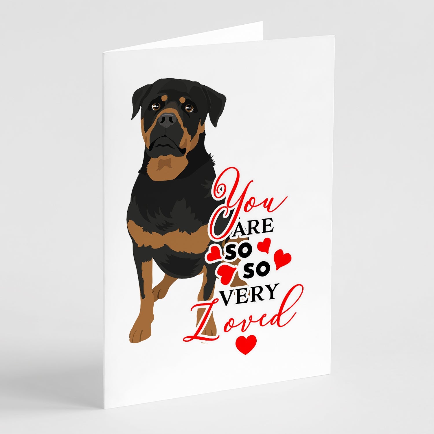 Rottweiler Black and Mahogany so Loved Greeting Cards Pack of 8 Blank Cards with Envelopes Whimsical A7 Size 5x7
