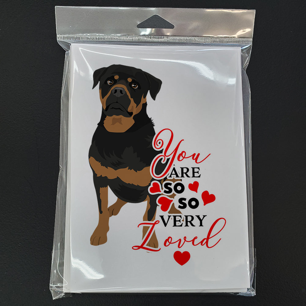 Rottweiler Black and Mahogany so Loved Greeting Cards Pack of 8 Blank Cards with Envelopes Whimsical A7 Size 5x7