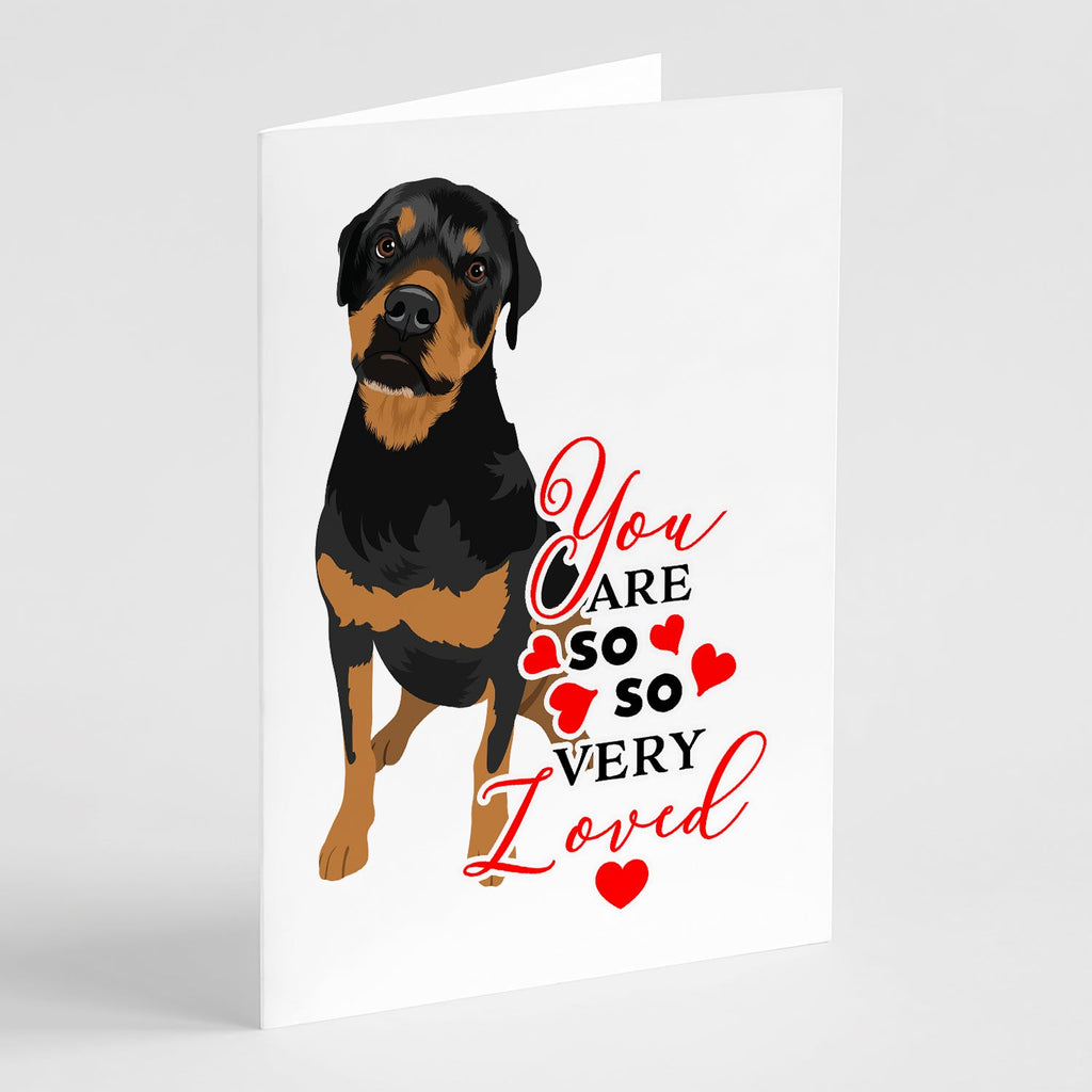 Rottweiler Black and Rust so Loved Greeting Cards Pack of 8 Blank Cards with Envelopes Whimsical A7 Size 5x7