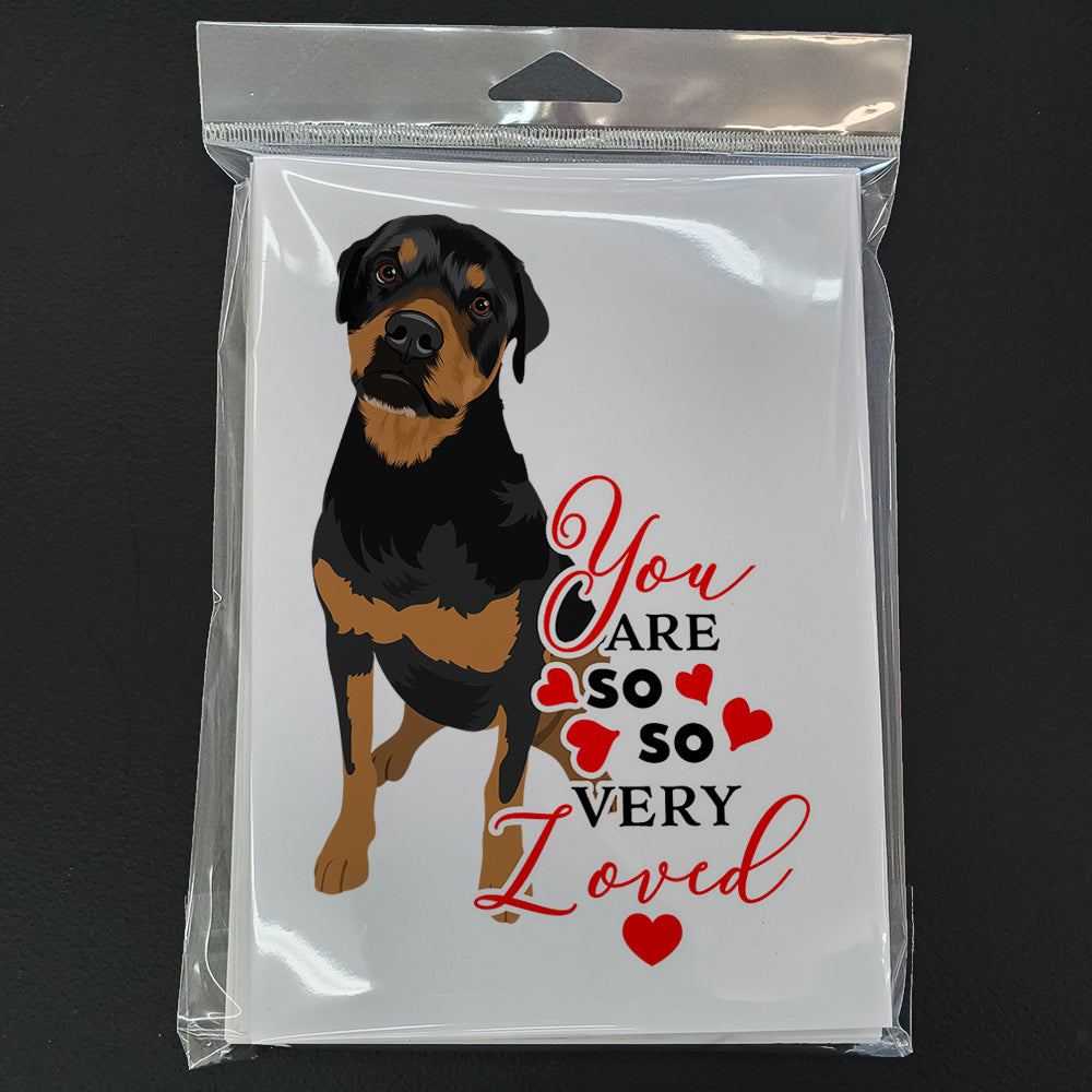 Rottweiler Black and Rust so Loved Greeting Cards Pack of 8 Blank Cards with Envelopes Whimsical A7 Size 5x7
