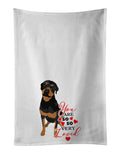 Rottweiler Black and Rust so Loved Kitchen Towel Set of 2 White Dish Towels Decorative Bathroom Hand towel for Hand, Face, Hair, Yoga, Tea, Dishcloth, 19 X 28", White