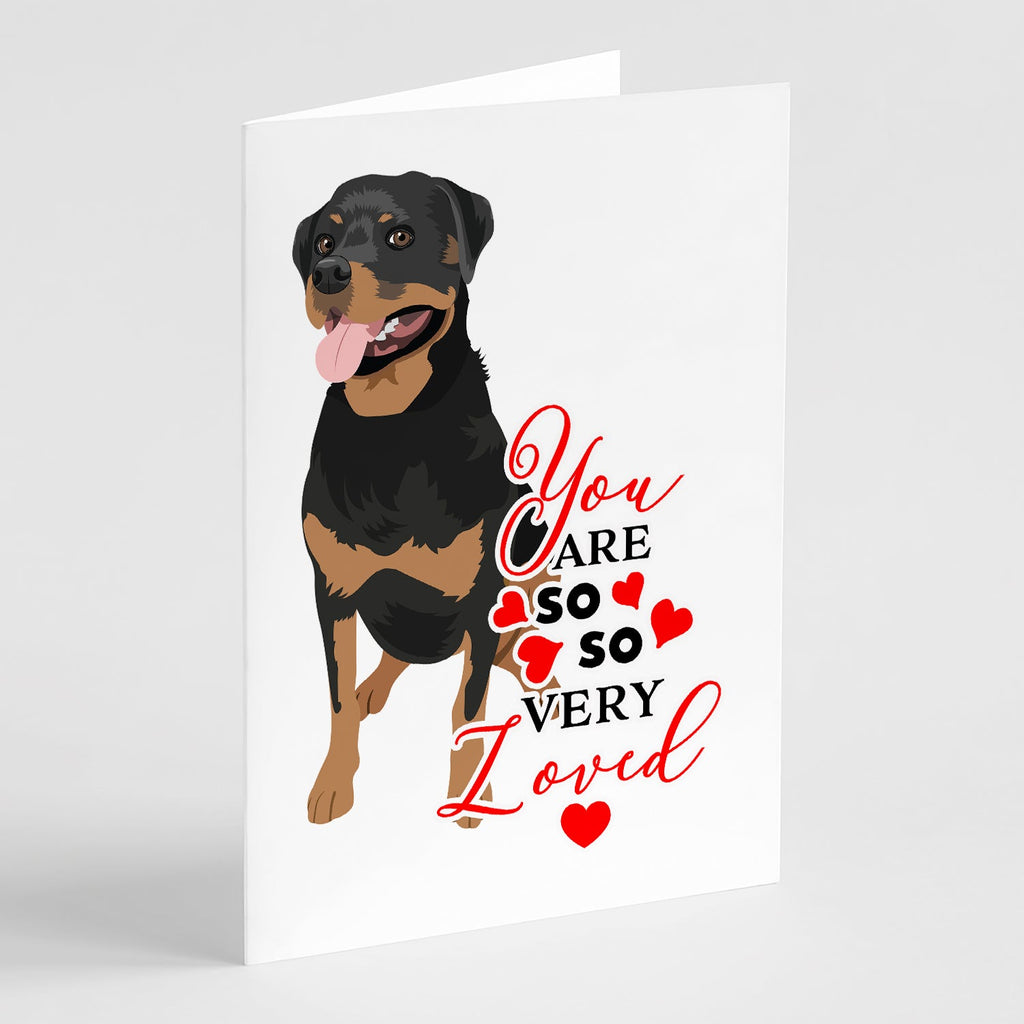 Rottweiler Black and Tan #1 so Loved Greeting Cards Pack of 8 Blank Cards with Envelopes Whimsical A7 Size 5x7