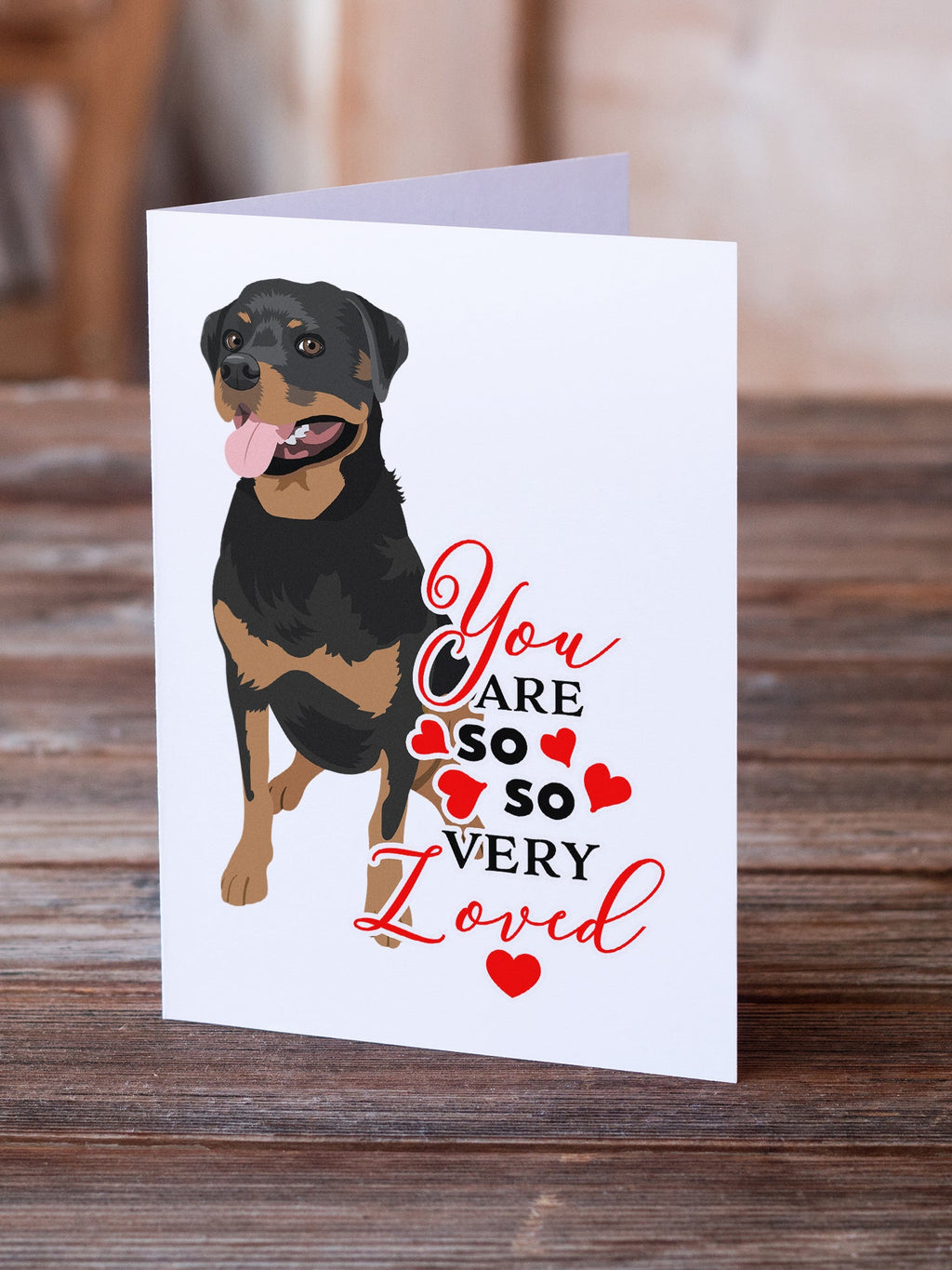 Rottweiler Black and Tan #1 so Loved Greeting Cards Pack of 8 Blank Cards with Envelopes Whimsical A7 Size 5x7