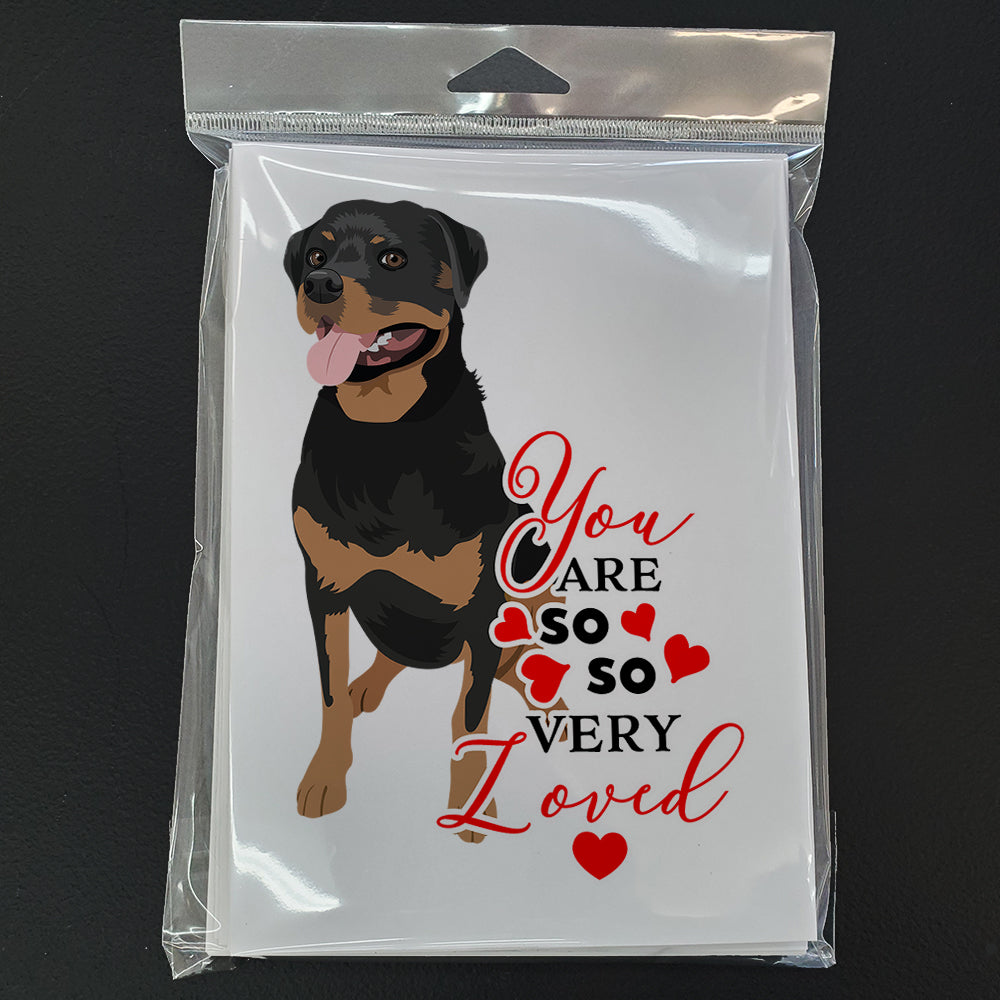 Rottweiler Black and Tan #1 so Loved Greeting Cards Pack of 8 Blank Cards with Envelopes Whimsical A7 Size 5x7