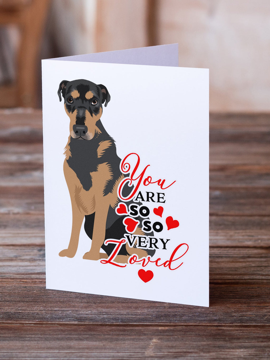 Rottweiler Black and Tan #2 so Loved Greeting Cards Pack of 8 Blank Cards with Envelopes Whimsical A7 Size 5x7